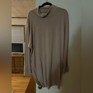 Chic Tan Cowl Neck Long Sleeve dress